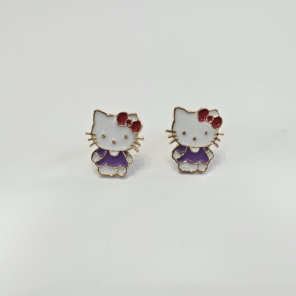 Hello Kitty themed earrings, stud earrings,  women's,  girls,  pink, jewelry
